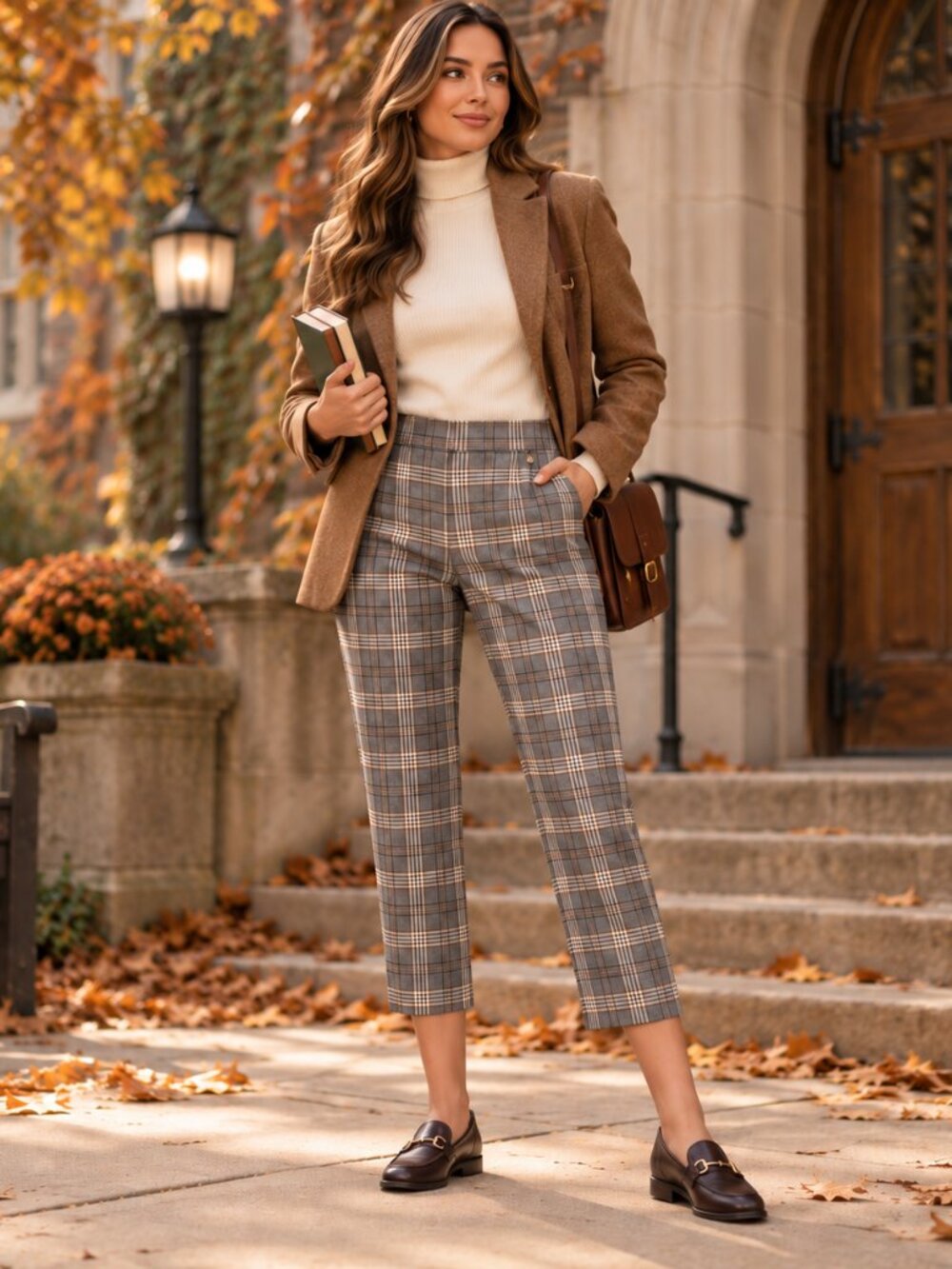 Tommy Hilfiger Plaid Pull On Crop Pants Sz 8 Preppy Academia Office Fall